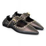 Ballerina nera con cinturino e borchie Elvio Zanon<BR/> 