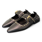 Ballerina nera con cinturino e borchie Elvio Zanon<BR/> 