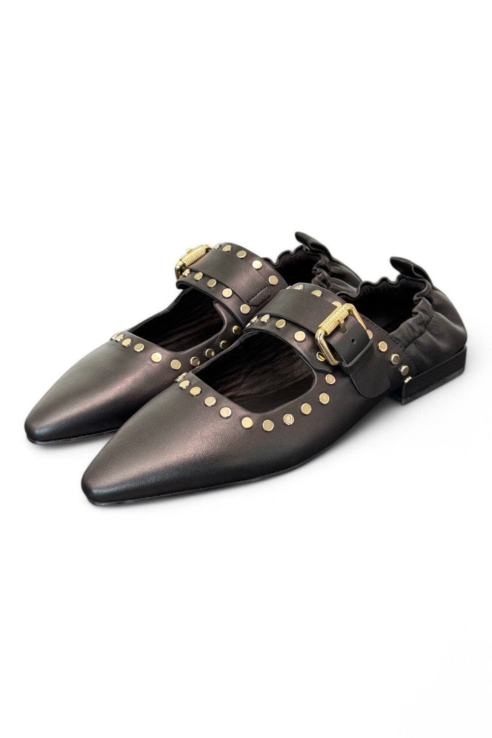 Ballerina nera con cinturino e borchie Elvio Zanon<BR/> 