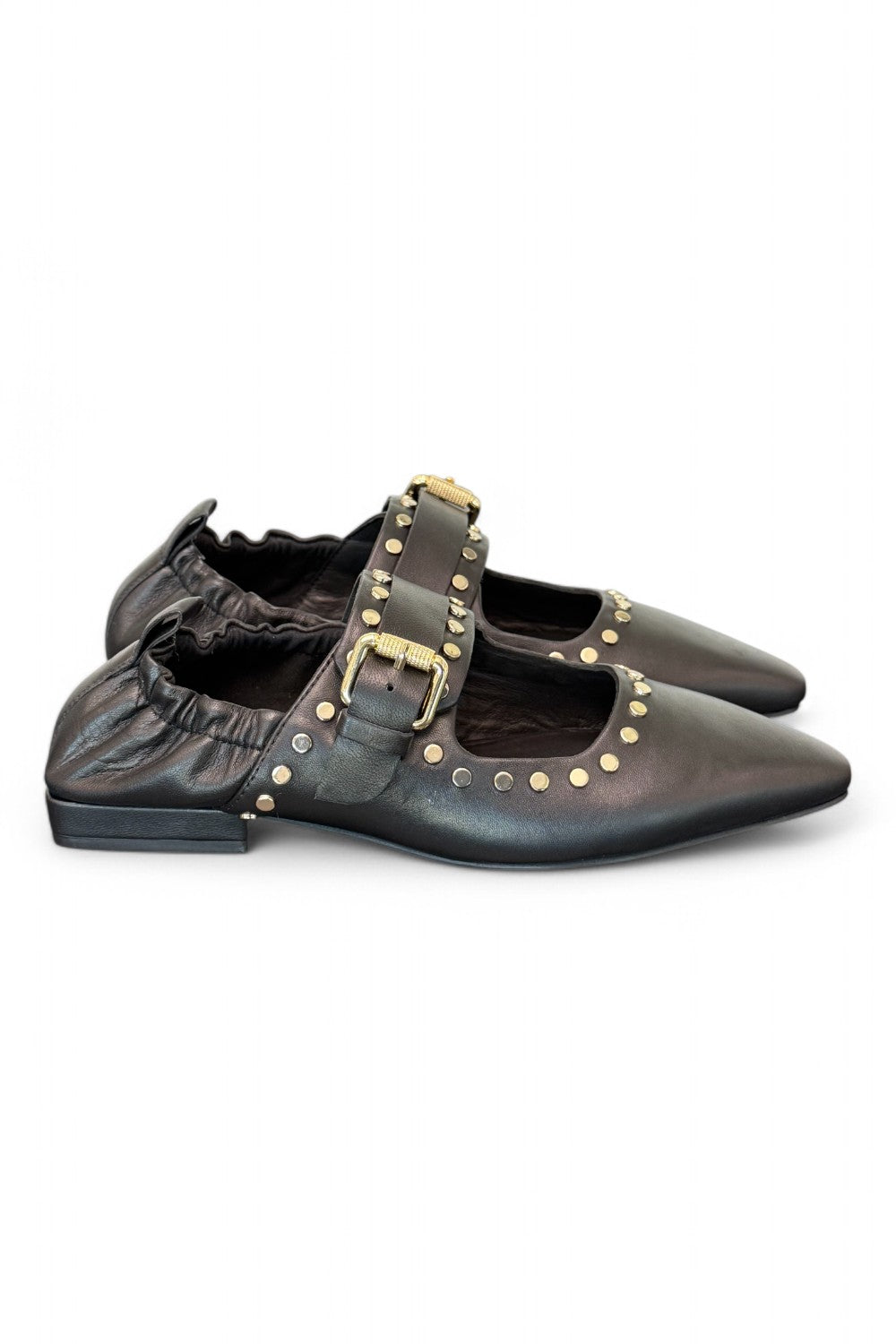 Ballerina nera con cinturino e borchie Elvio Zanon<BR/> 