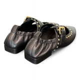 Ballerina nera con cinturino e borchie Elvio Zanon<BR/> 