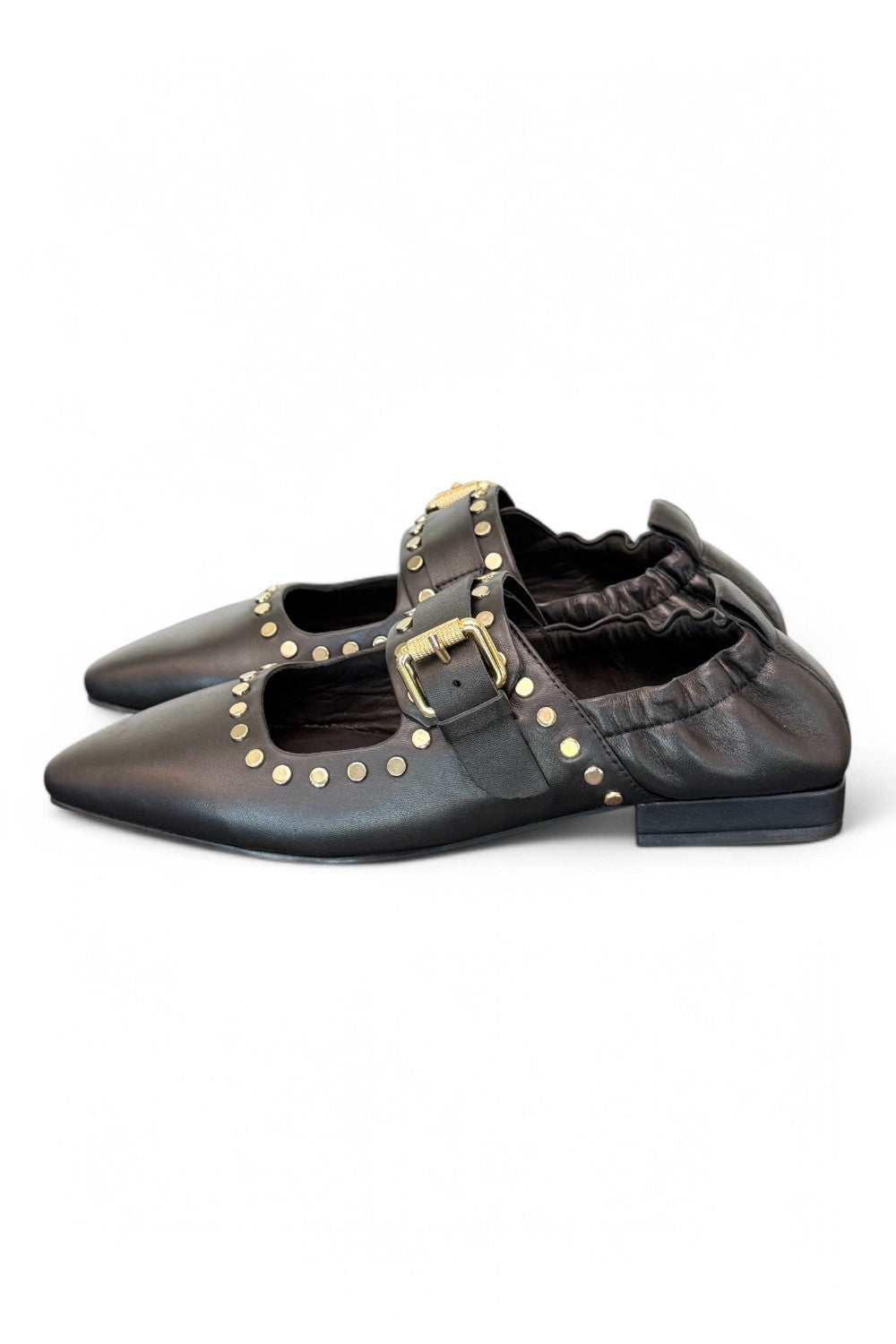 Ballerina nera con cinturino e borchie Elvio Zanon<BR/> 