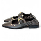 Ballerina nera con cinturino e borchie Elvio Zanon<BR/> 