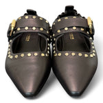 Ballerina nera con cinturino e borchie Elvio Zanon<BR/> 