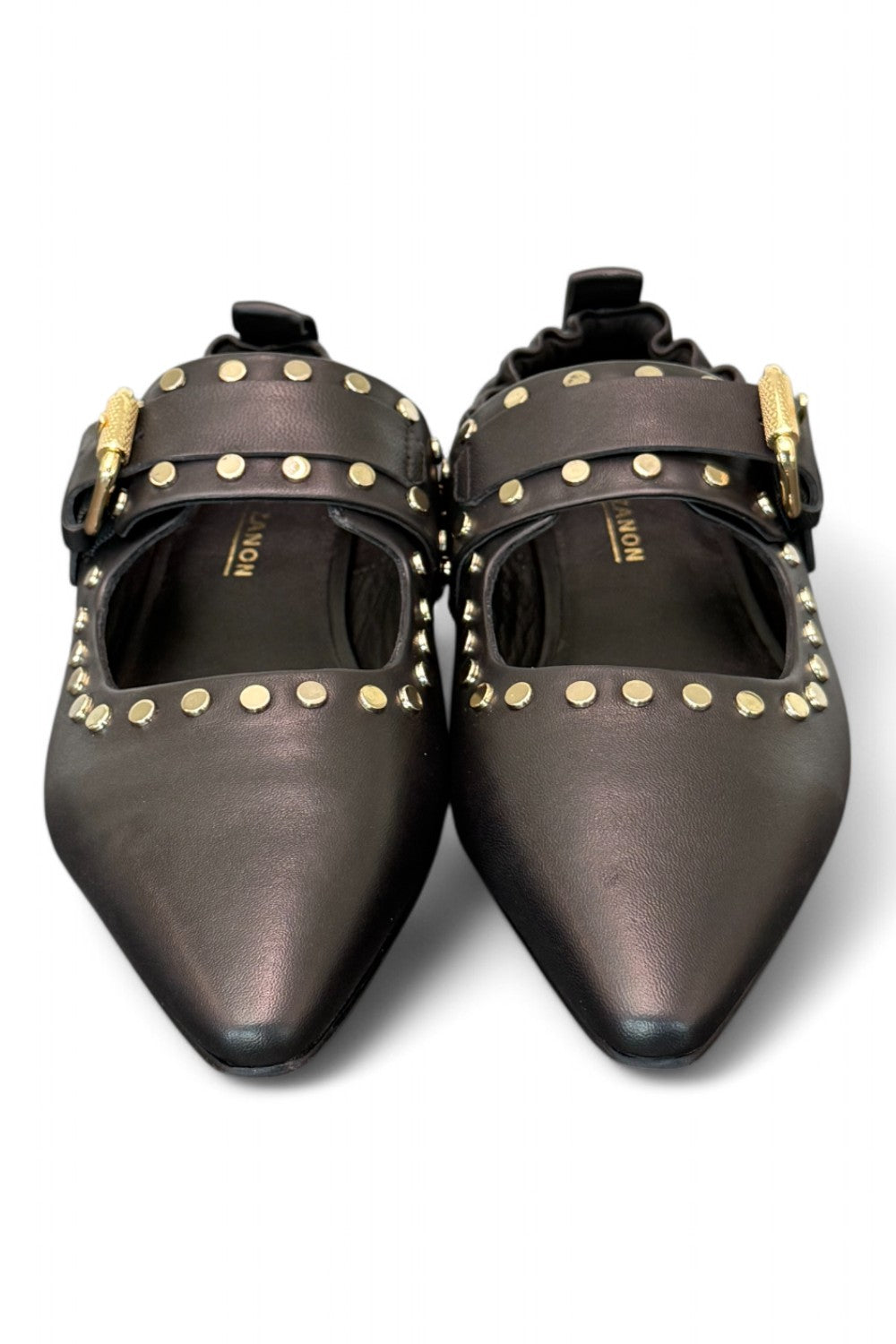 Ballerina nera con cinturino e borchie Elvio Zanon<BR/> 