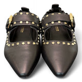 Ballerina nera con cinturino e borchie Elvio Zanon<BR/> 