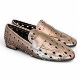 Mocassino forato pelle platino Elvio Zanon<BR/> 