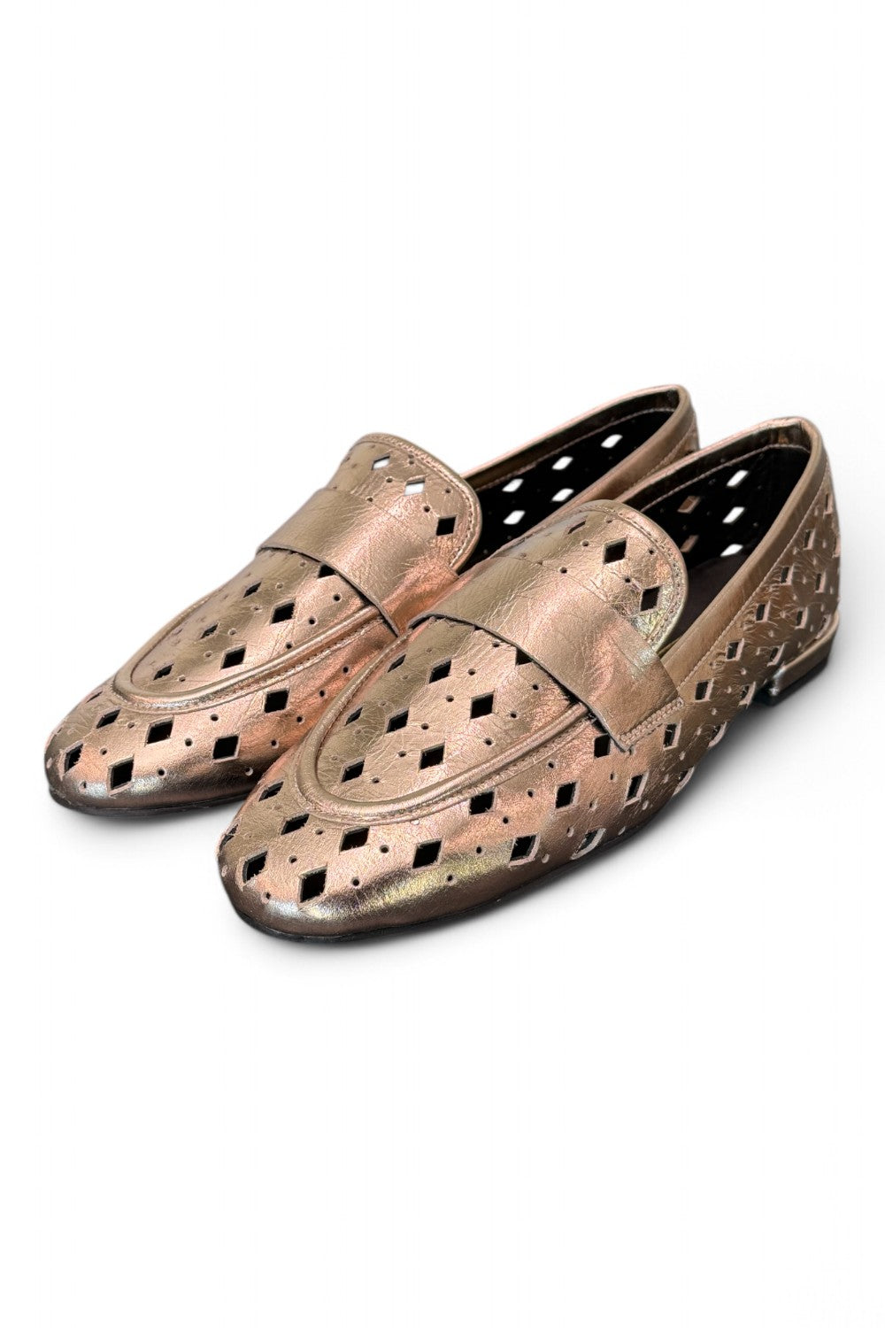Mocassino forato pelle platino Elvio Zanon<BR/> 