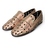 Mocassino forato pelle platino Elvio Zanon<BR/> 