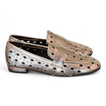 Mocassino forato pelle platino Elvio Zanon<BR/> 