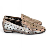 Mocassino forato pelle platino Elvio Zanon<BR/> 