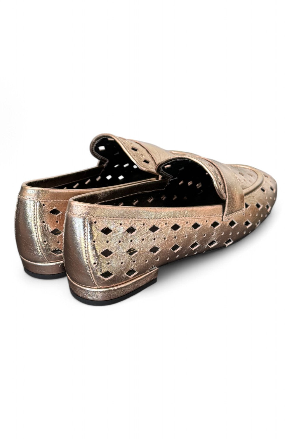 Mocassino forato pelle platino Elvio Zanon<BR/> 