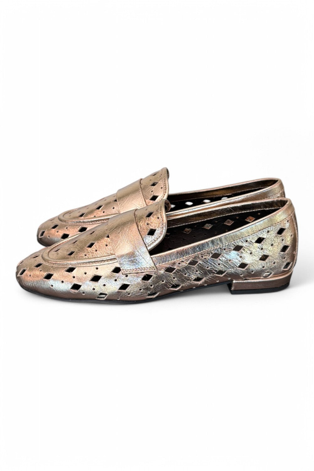 Mocassino forato pelle platino Elvio Zanon<BR/> 