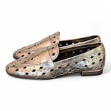 Mocassino forato pelle platino Elvio Zanon<BR/> 