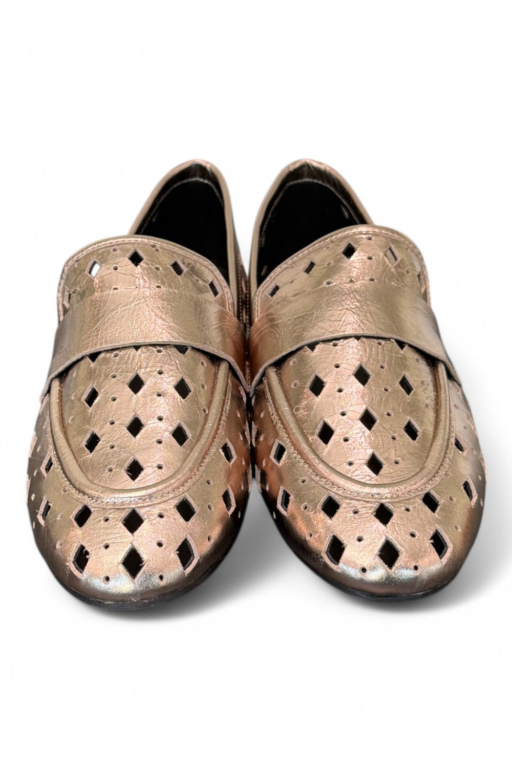 Mocassino forato pelle platino Elvio Zanon<BR/> 