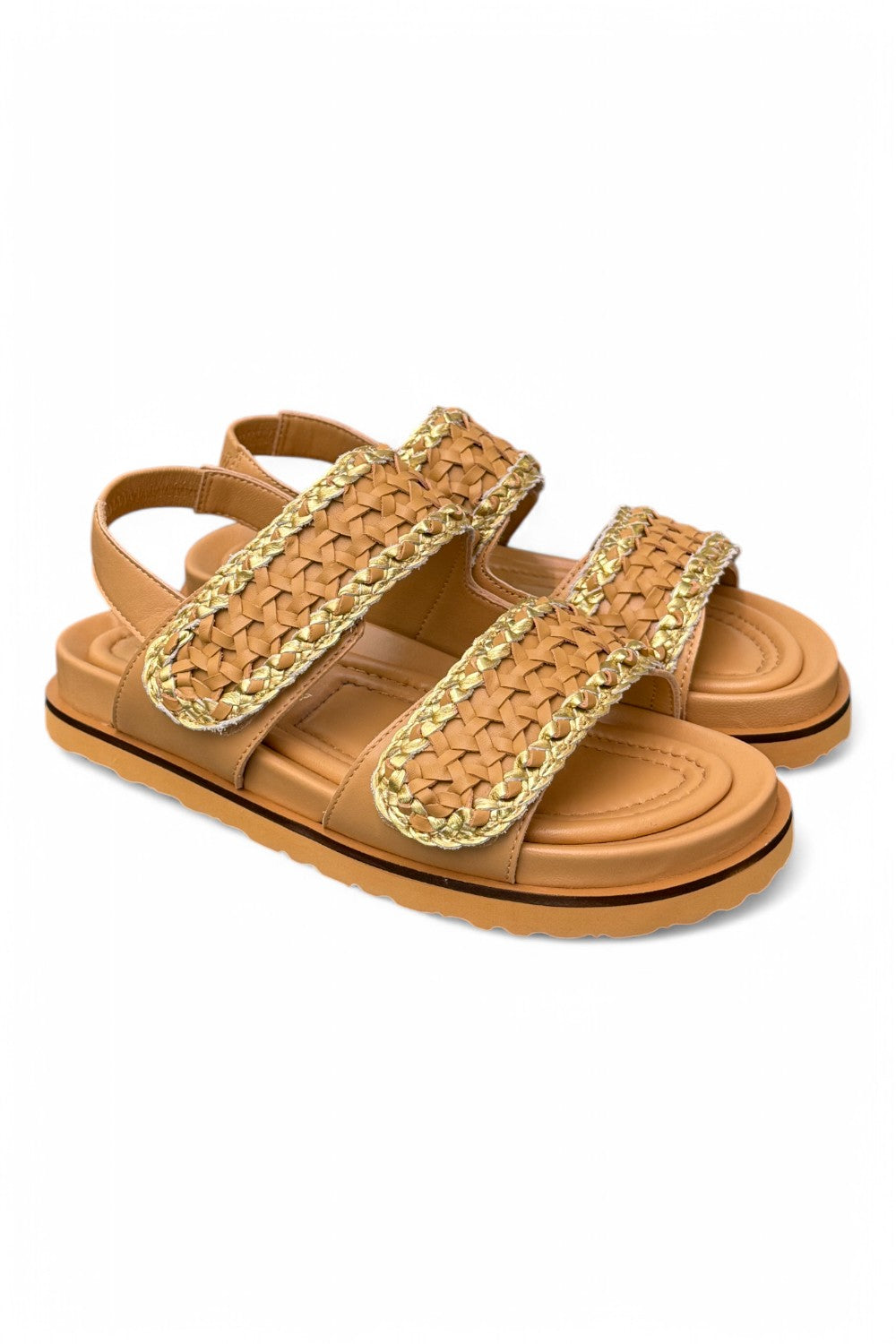 Sandalo grano oro intrecci velcro Elvio Zanon<BR/> 