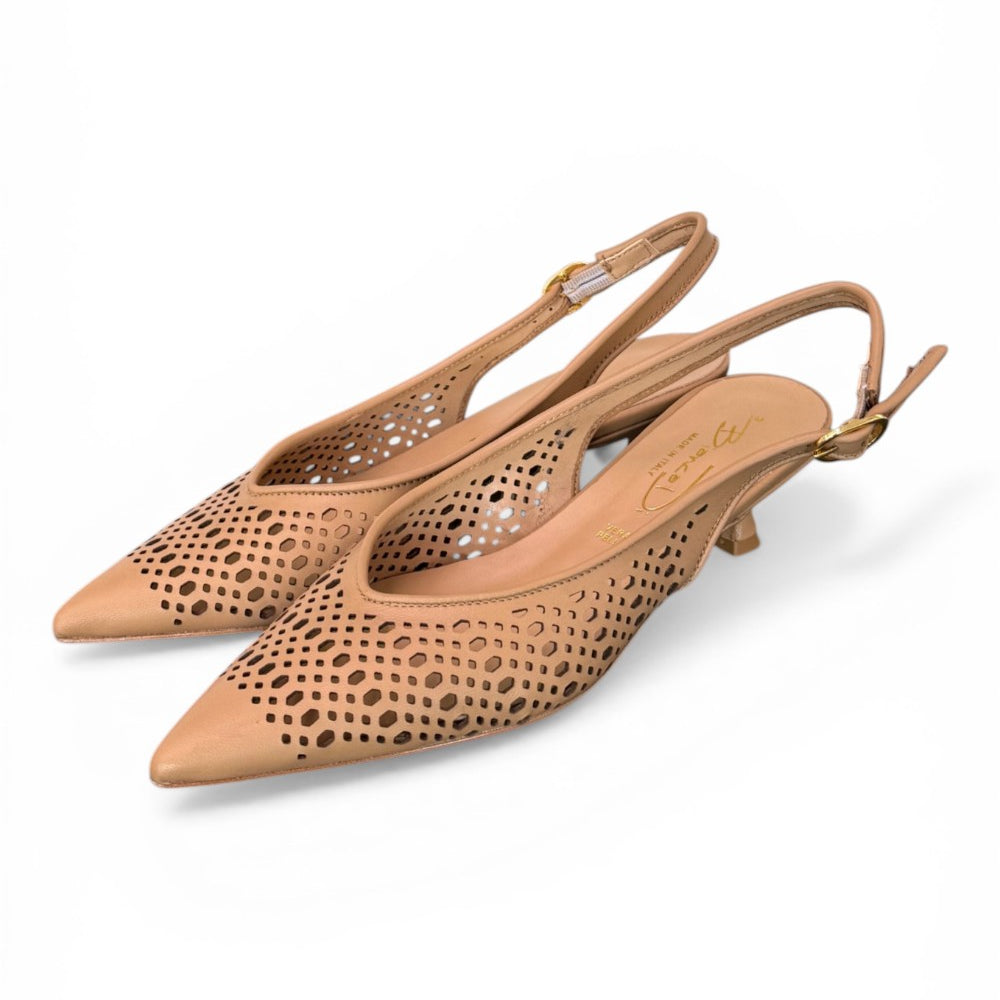 Slingback pelle laserata camel Bianca Di 