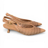 Slingback pelle laserata camel Bianca Di 