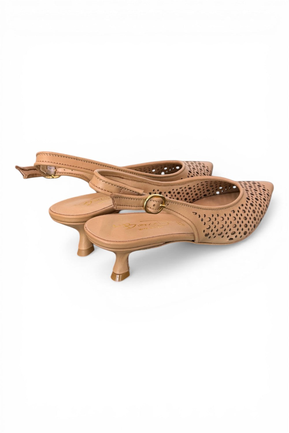 Slingback pelle laserata camel Bianca Di 