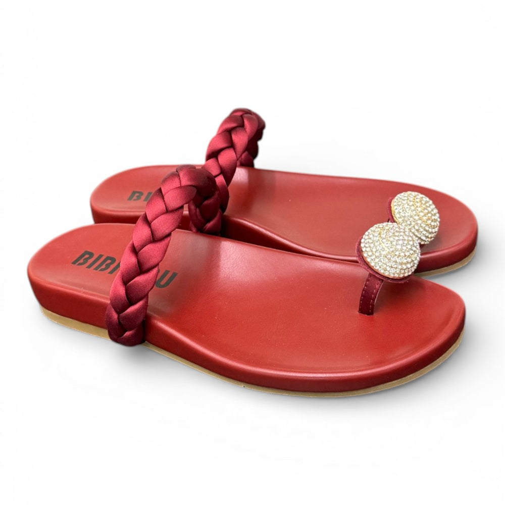 Ciabatta infradito anello strass burgundy Bibi Lou 