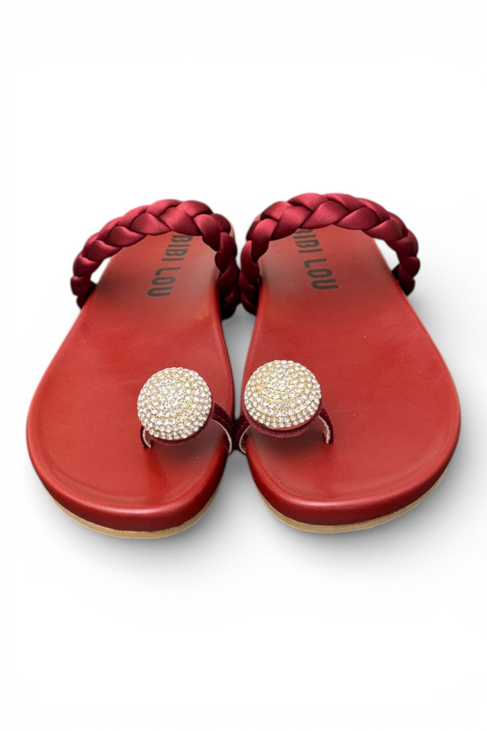 Ciabatta infradito anello strass burgundy Bibi Lou 