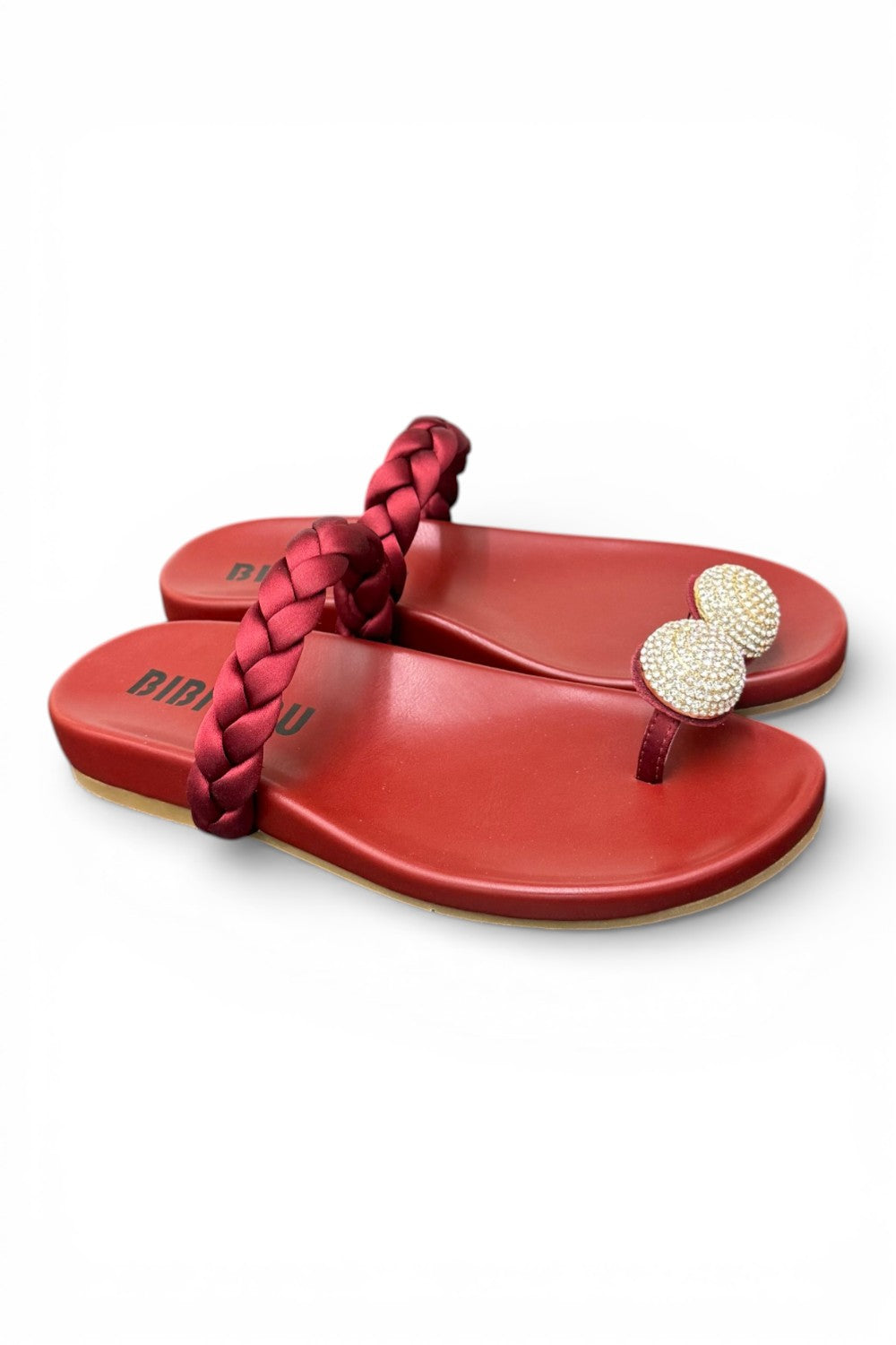 Ciabatta infradito anello strass burgundy Bibi Lou 
