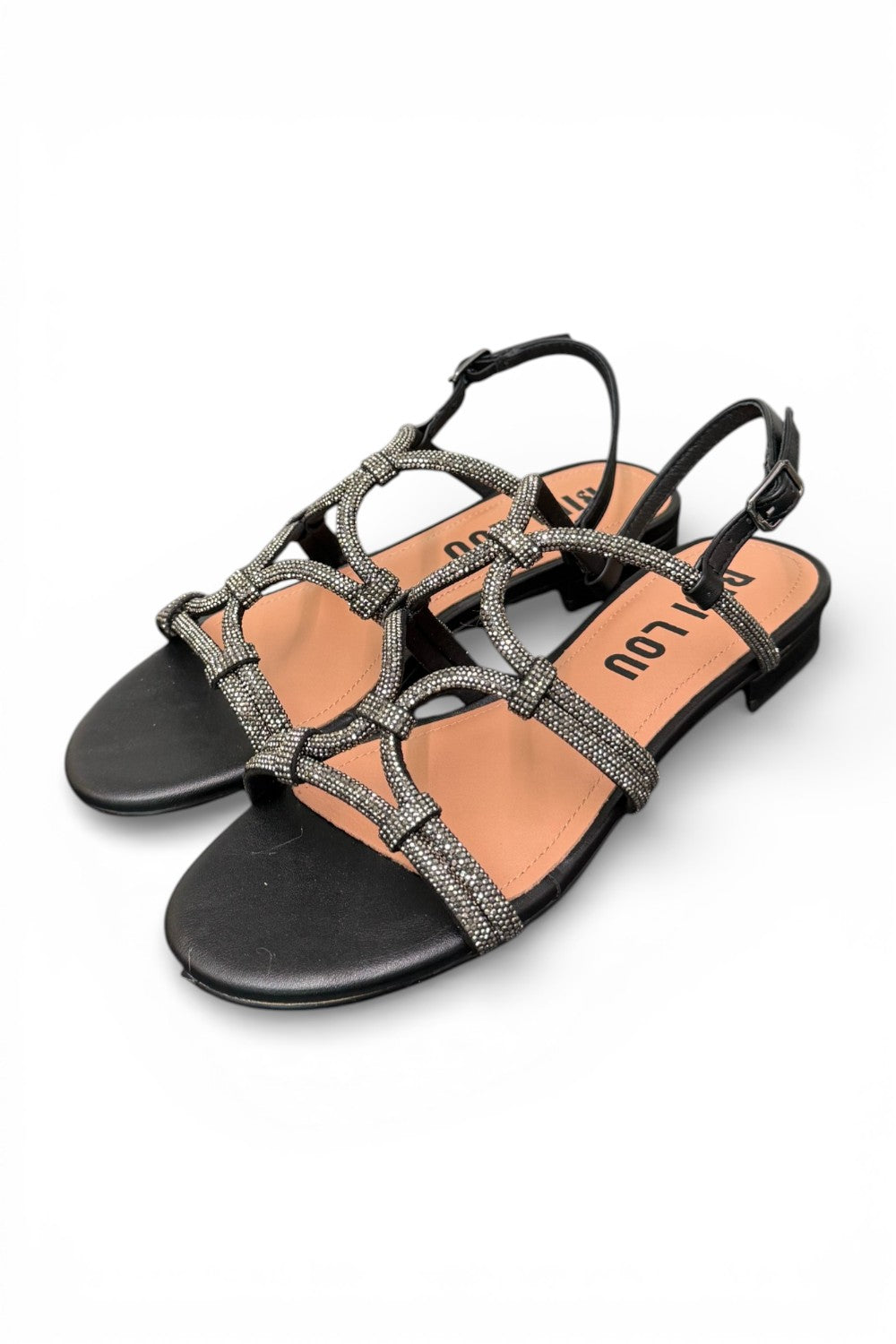 Sandalo intrecci strass nero Bibi Lou 