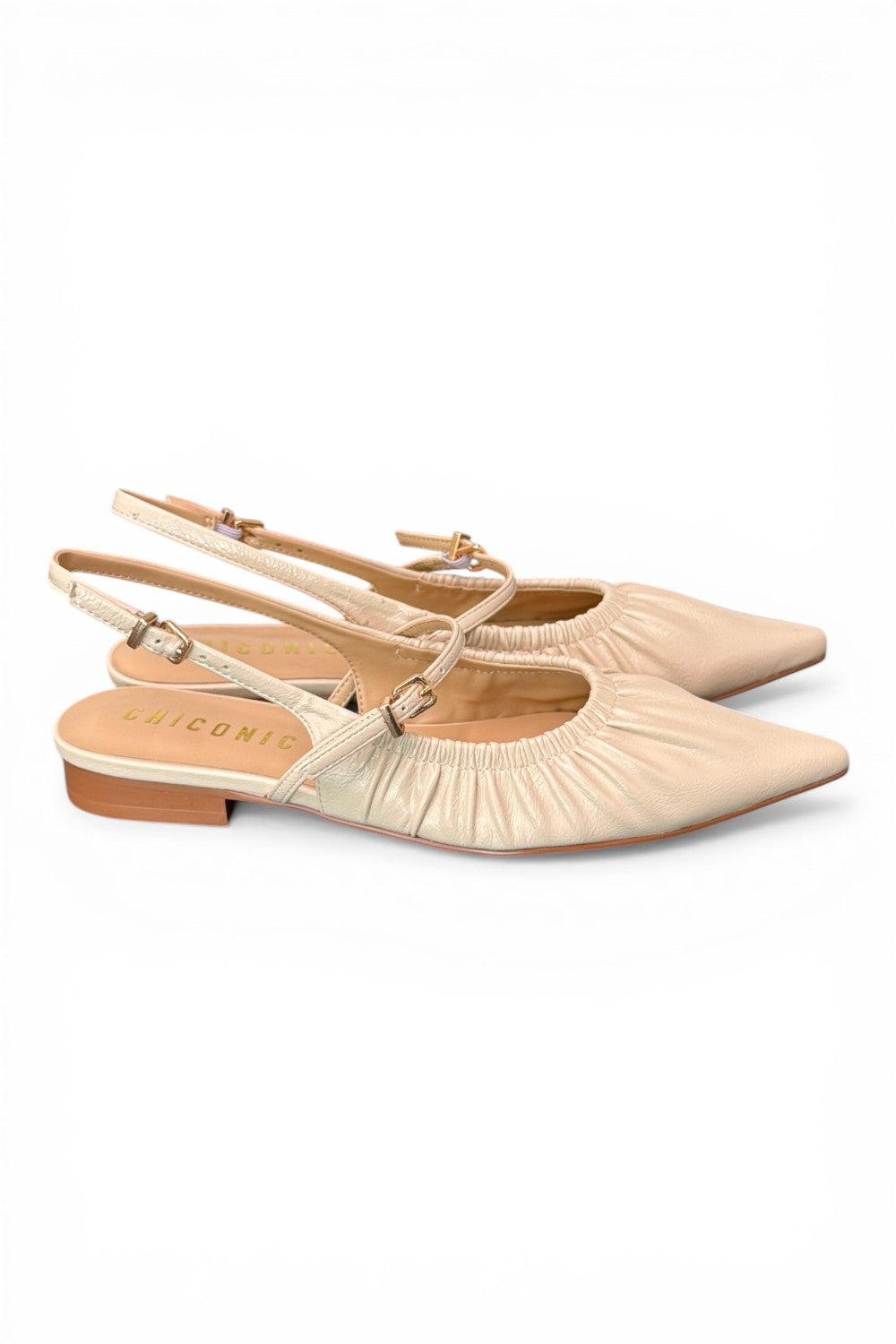 Slingback flat arricciata latte Chiconic 