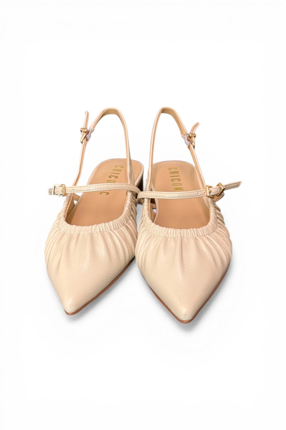 Slingback flat arricciata latte Chiconic 