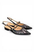 Slingback flat arricciata  nera Chiconic
