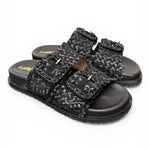 Ciabatta fasce pelle intrecciata nera Coral Bluw 