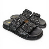 Ciabatta fasce pelle intrecciata nera Coral Bluw 
