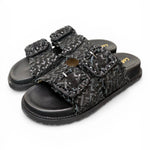 Ciabatta fasce pelle intrecciata nera Coral Bluw 