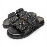 Ciabatta fasce pelle intrecciata nera Coral Bluw 