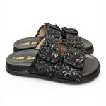 Ciabatta fasce pelle intrecciata nera Coral Bluw 