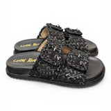 Ciabatta fasce pelle intrecciata nera Coral Bluw 