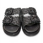 Ciabatta fasce pelle intrecciata nera Coral Bluw 