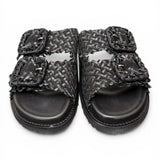 Ciabatta fasce pelle intrecciata nera Coral Bluw 