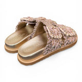 Ciabatta fasce pelle intrecciata gold pink Coral Bluw 