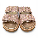 Ciabatta fasce pelle intrecciata gold pink Coral Bluw 
