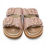 Ciabatta fasce pelle intrecciata gold pink Coral Bluw 