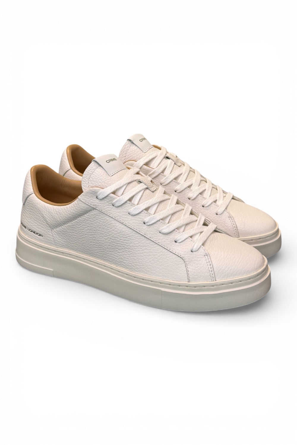 Sneaker pelle martellata bianca XL Crime London 