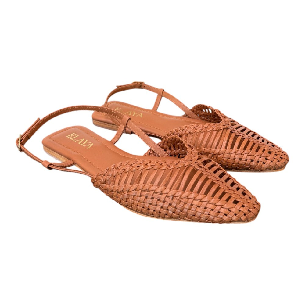 Slingback intrecciata pelle cuoio Elaya 