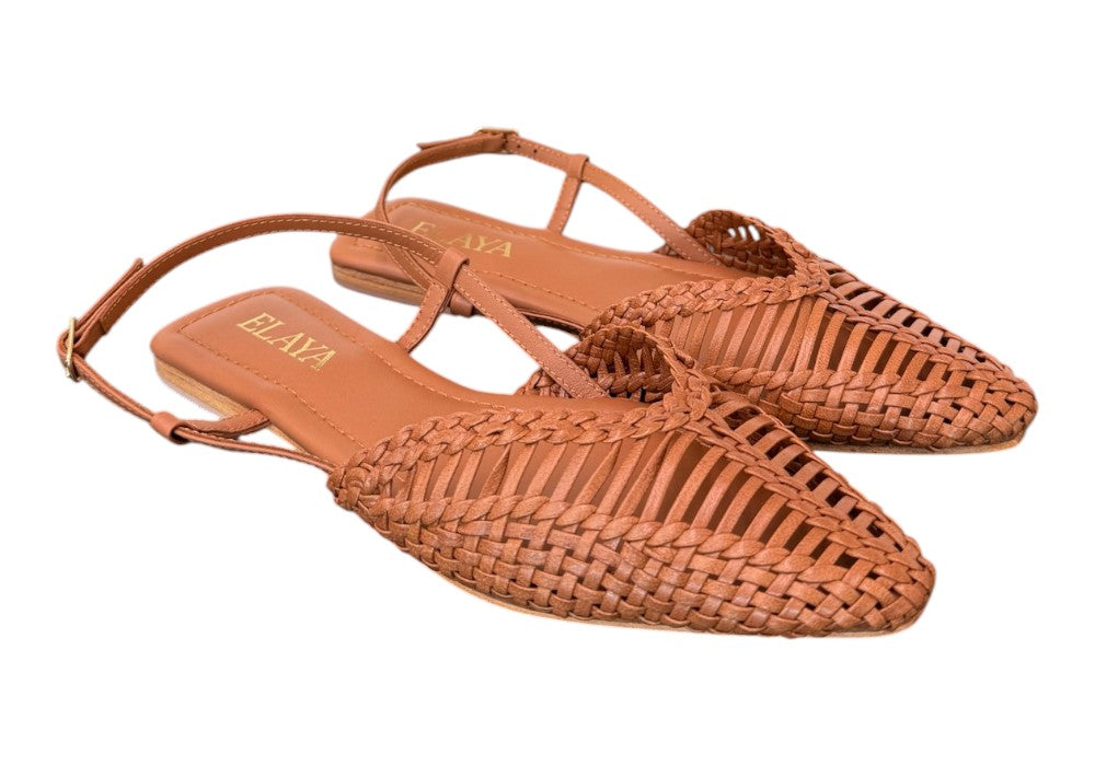 Slingback intrecciata pelle cuoio Elaya 