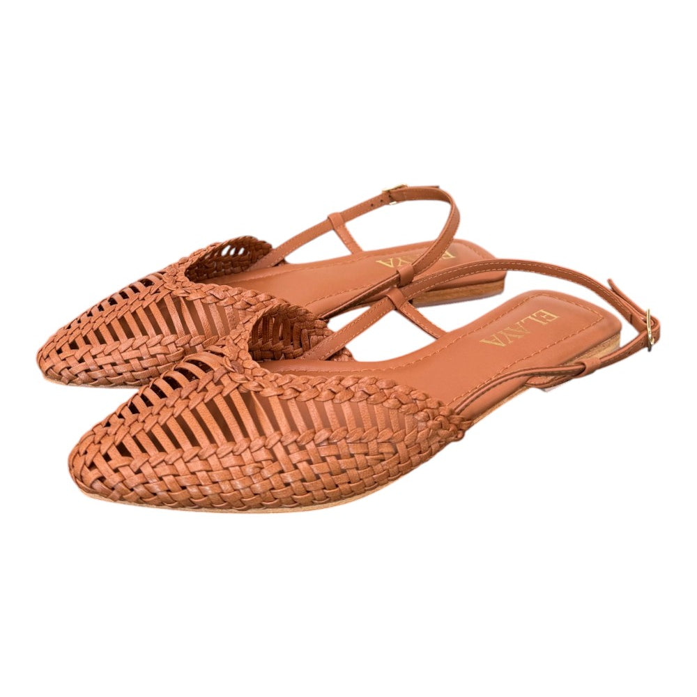 Slingback intrecciata pelle cuoio Elaya 