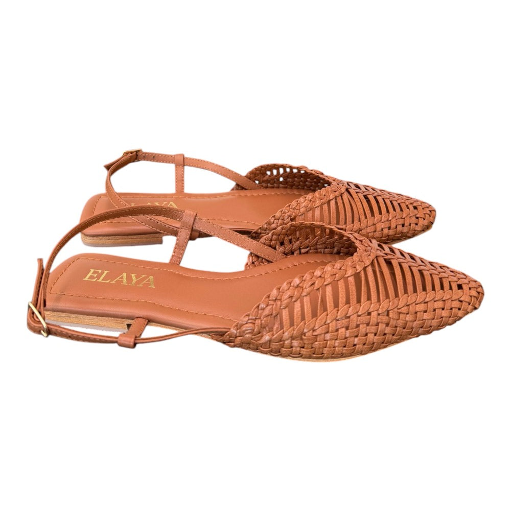 Slingback intrecciata pelle cuoio Elaya 