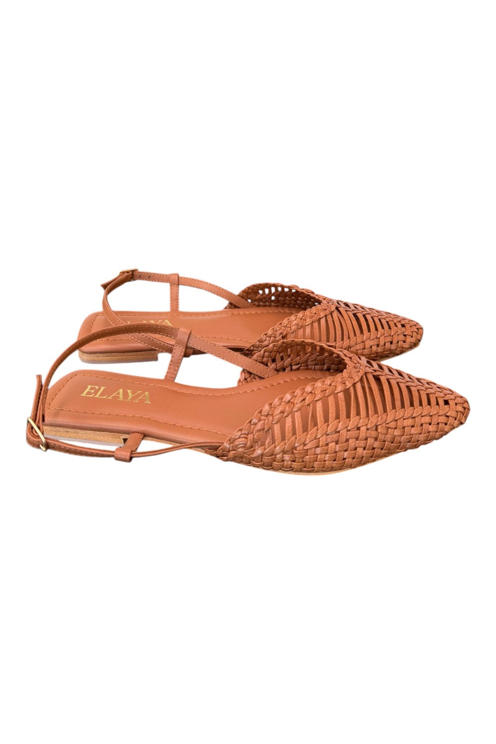 Slingback intrecciata pelle cuoio Elaya 