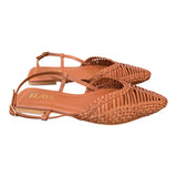 Slingback intrecciata pelle cuoio Elaya 
