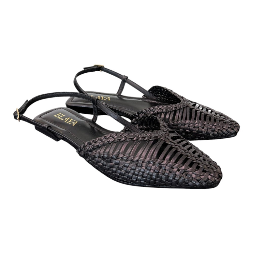 Slingback intrecciata pelle nera Elaya 