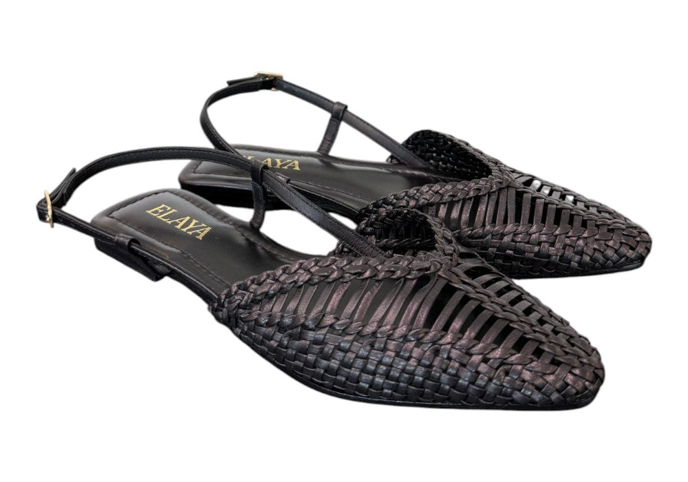 Slingback intrecciata pelle nera Elaya 